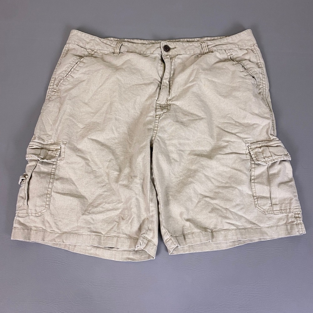 Paradise Collection Linen Cargo Shorts Men's Size 42 Khaki Beige Tropical Nepal